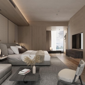 现代酒店客房3D模型下载